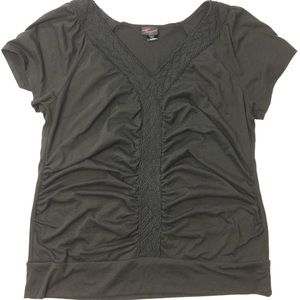 Torrid Black Top Crochet Ruched Trim Plus Sz 2